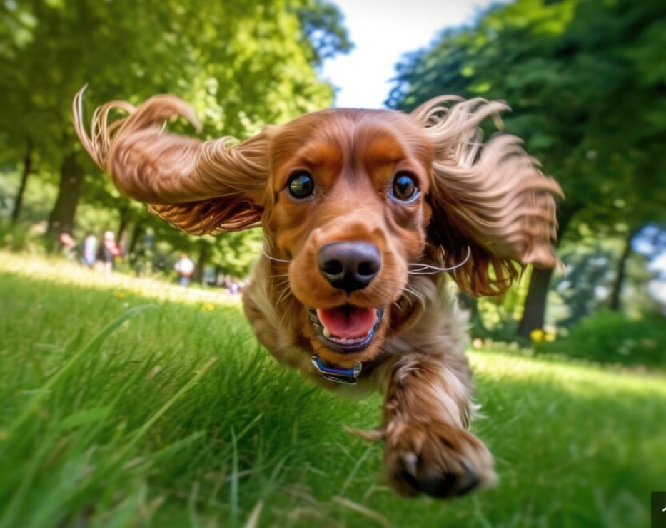 Happy dog at mealtime